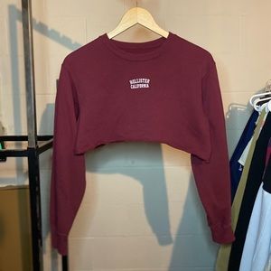 Hollister Maroon Cropped Sweatshirt